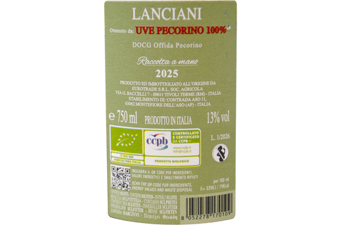 OFFIDA DOCG PECORINO BIO "VERSANTE SUD" 2025 - AGRICOLA LANCIANI