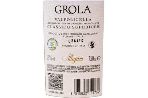 VALPOLICELLA CLASSICO SUPERIORE DOC "GROLA" 2023 ASTUCCIATO - ALLEGRINI
