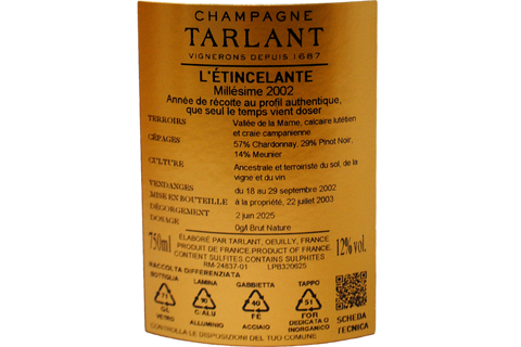 CHAMPAGNE BRUT NATURE MILLÉSIME "L'ÉTICELANTE" 2002 - TARLANT