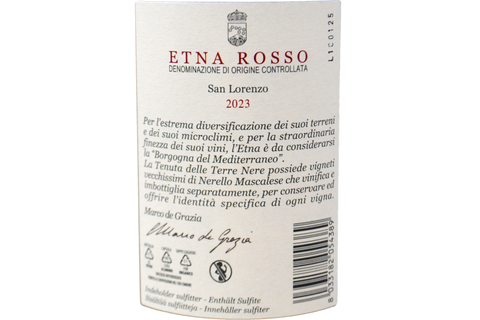 ETNA ROSSO DOC "SAN LORENZO" 2023 - TENUTA DELLE TERRE NERE