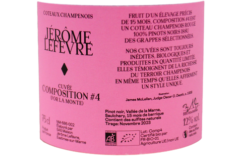 COTEAUX CHAMPENOIS ROUGE BIO "CUVÉE COMPOSITION #4 (FOR LA MONTE)" - JÉROME LEFEVRE