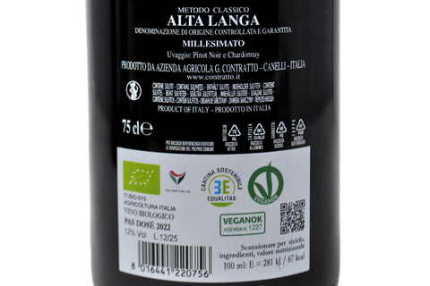 ALTA LANGA BIO DOCG PAS DOSE' MILLESIMATO 2022  - CONTRATTO