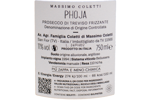 PROSECCO DI TREVISO DOC "PHOJA" - MASSIMO COLETTI