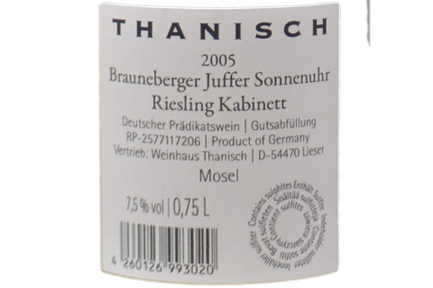 RIESLING KABINETT BRAUNEBERGER JUFFER SONNENUHR 2005 - WEINGUT THANISCH