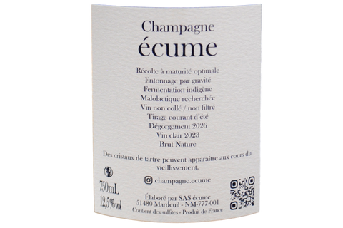 CHAMPAGNE BLANC DE PINOT NOIR BRUT NATURE PREMIER CRU - ÉCUME