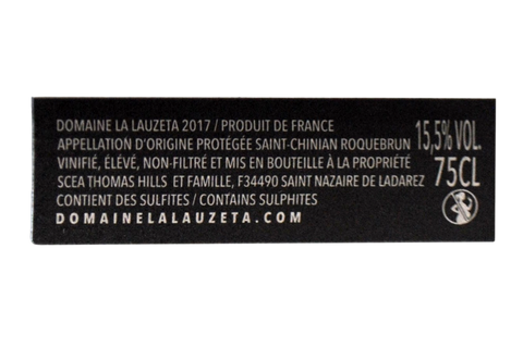 LANGUEDOC-ROUSSILLON SAINT-CHINIAN ROQUEBRUN AOP BIO "LA LAUZETA" 2017 - DOMAINE DE LAUZETA