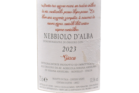 NEBBIOLO D'ALBA DOC "GIACU" 2023 - COGLI L'ATTIMO