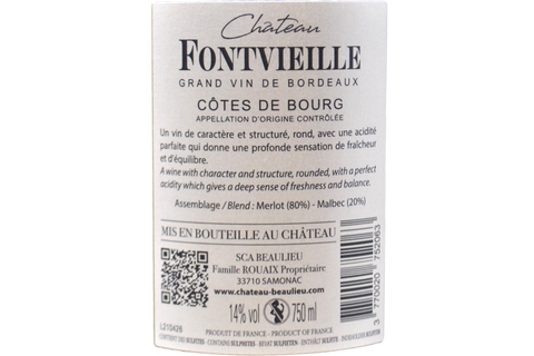 GRAND VIN DE BORDEAUX "CÔTES DE BOURG" 2019 - CHÂTEAU FONTVIEILLE