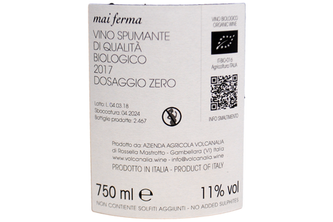 METODO CLASSICO BIOLOGICO BRUT NATURE "MAI FERMA" - VOLCANALIA