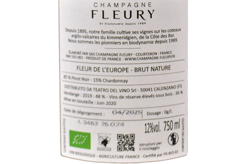 CHAMPAGNE BRUT NATURE "FLEUR DE L'EUROPE" - FLEURY