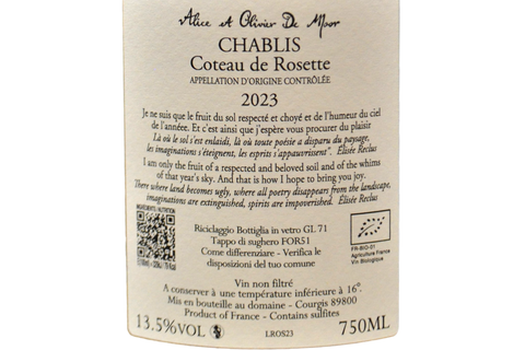 CHABLIS AOC "COTEAU DE ROSETTE" 2023 - DE MOOR