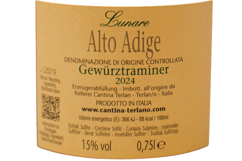 ALTO ADIGE DOC GEWURZTRAMINER "LUNARE" 2024 - KELLEREI TERLAN