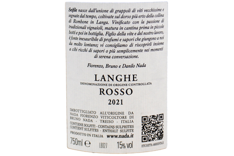 LANGHE ROSSO DOC "SEIFILE" 2021 - NADA FIORENZO