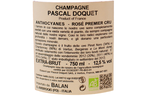 CHAMPAGNE PREMIER CRU BRUT ROSÉ BIO "ANTHOCYANES" - PASCAL DOQUET