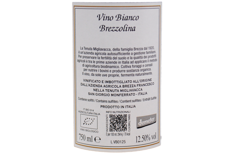 PIEMONTE VINO BIANCO "BREZZOLINA" - TENUTA MIGLIAVACCA