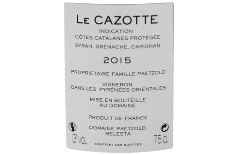 VIN CATALAN "LE CAZOTTE" 2015 - DOMAINE PAETZOLD