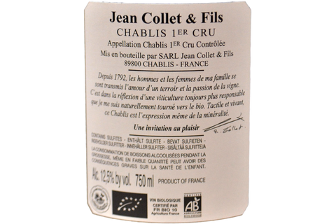 CHABLIS BIO PREMIER CRU "LES FORETS" 2022 - JEAN COLLET
