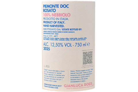 PIEMONTE DOC NEBBIOLO ROSATO "POTEVO ESSERE UN DURO" 2025 - GIANLUCA ROER_.