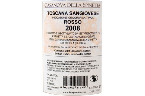 TOSCANA ROSSO IGT SANGIOVESE "SEZZANA" 2008 - LA SPINETTA RIVETTI