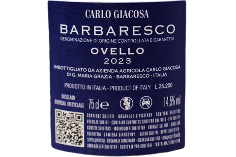 BARBARESCO DOCG "OVELLO" 2023 - CARLO GIACOSA