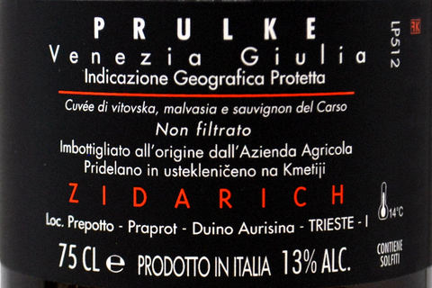 VENEZIA GIULIA BIANCO IGT NON FILTRATO "PRULKE" 2010 - ZIDARICH