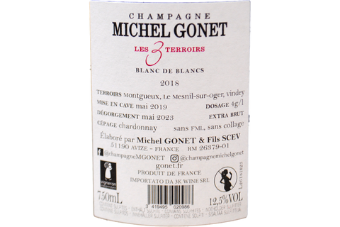 CHAMPAGNE EXTRA BRUT BLANC DE BLANCS "LES 3 TERROIRS" 2018 - MICHEL GONET