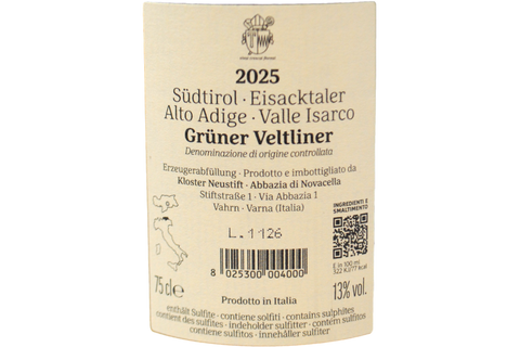 ALTO ADIGE - VALLE ISARCO DOC GRUNER VELTLINER 2025 - ABBAZIA DI NOVACELLA