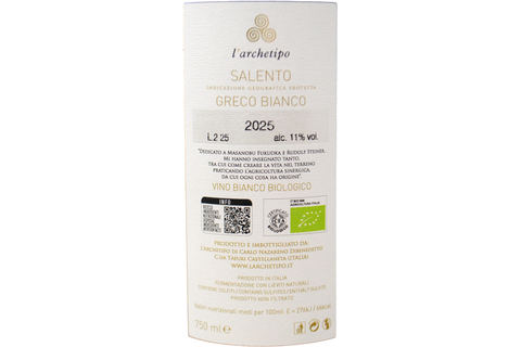 SALENTO IGP GRECO BIANCO BIO 2025 - L'ARCHETIPO