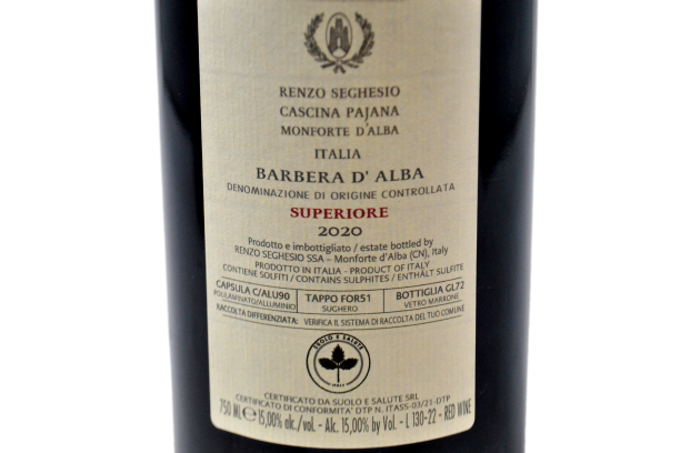 BARBERA D'ALBA SUPERIORE DOC  2020 - RENZO SEGHESIO