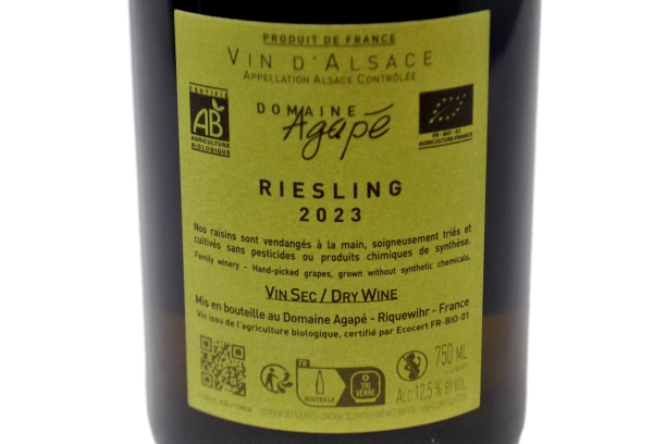 ALSACE RIESLING "EXPRESSION" 2023 - DOMAINE AGAPÉ