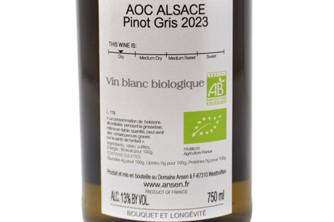 ALSACE PINOT GRIS SEC BIO 2023 - DOMAINE ANSEN