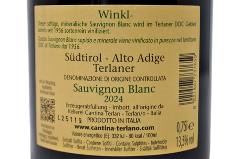 ALTO ADIGE TERLANO SAUVIGNON BLANC DOC "WINKL" 2024 - KELLEREI TERLAN