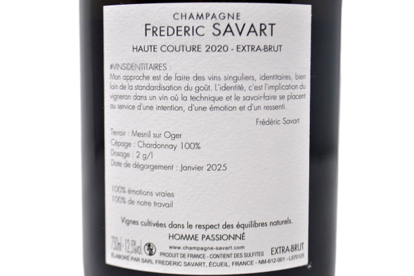 CHAMPAGNE GRAND CRU EXTRA BRUT LE MESNIL/OGER "HAUTE COUTURE" 2020 - FREDERIC SAVART