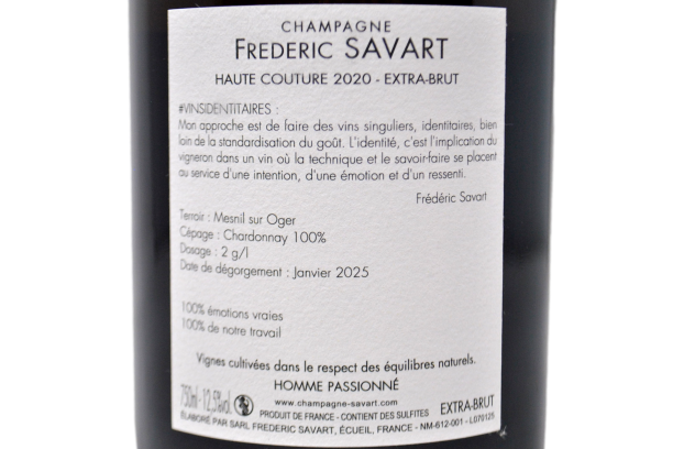 CHAMPAGNE GRAND CRU EXTRA BRUT LE MESNIL/OGER "HAUTE COUTURE" 2020 - FREDERIC SAVART