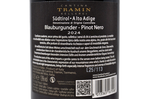 SUDTIROL ALTO ADIGE DOC PINOT NERO 2024 - TRAMIN