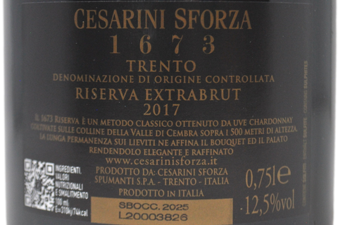 TRENTO DOC EXTRA BRUT "1673" RISERVA 2017 - CESARINI SFORZA