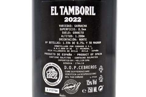 VINO TINTO DE PARCELA "EL TAMBORIL" 2022 - COMANDO G