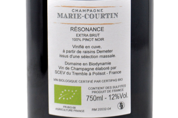 CHAMPAGNE EXTRA BRUT BLANC DE NOIRS "RESONANCE" - CHAMPAGNE MARIE-COURTIN