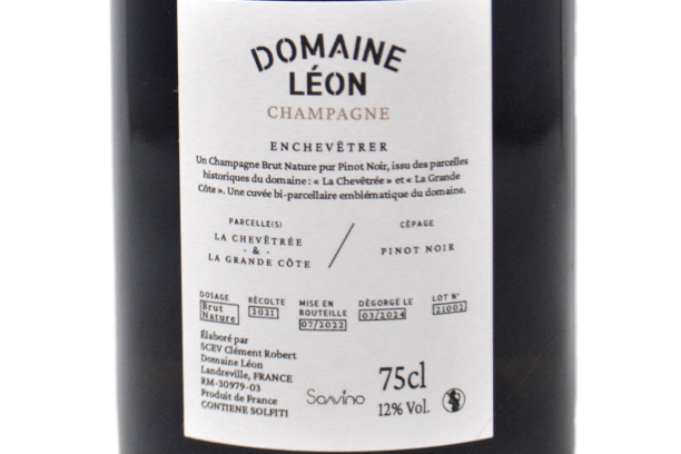 CHAMPAGNE BRUT NATURE "ENCHEVETRER" 2021 - DOMAINE LEON