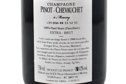 CHAMPAGNE PARCELLAIRE EXTRA BRUT BLANC DE NOIRS À MOUSSY - PINOT CHEVAUCHET