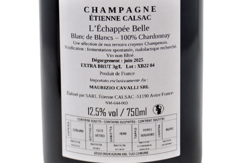 CHAMPAGNE EXTRA BRUT BLANC DE BLANCS "L'ÉCHAPPÉE BELLE" - ÉTIENNE CALSAC