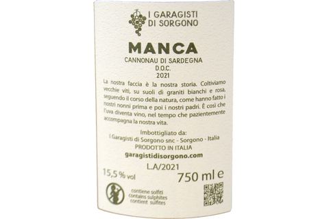 CANNONAU DI SARDEGNA DOC "MANCA" 2021 - I GARAGISTI DI SORGONO