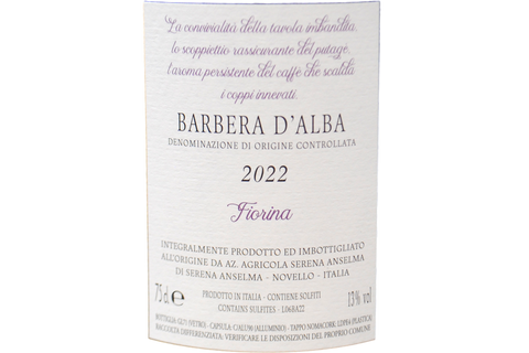 BARBERA D'ALBA DOC "FIORINA" 2022 - COGLI L'ATTIMO