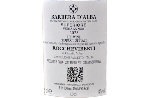 BARBERA D'ALBA SUPERIORE DOC "VIGNA LUNGA" 2023 - ROCCHEVIBERTI