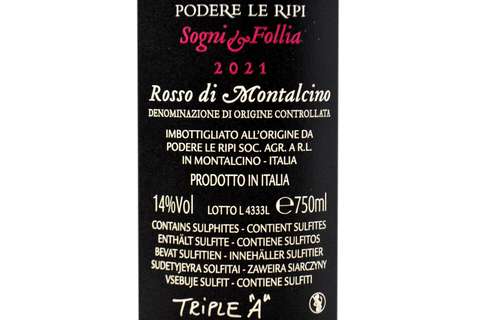ROSSO DI MONTALCINO DOC "SOGNI E FOLLIA" 2021 - PODERE LE RIPI