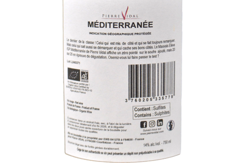 MÉDITERRANÉE IGP BIO SENZA SOLFITI AGGIUNTI "MAUVAIS ÉLÈVE" 2023 - PIERRE VIDAL