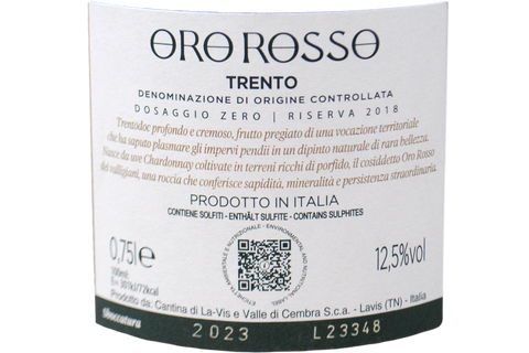TRENTO DOC DOSAGGIO ZERO "ORO ROSSO" RISERVA 2018 - CEMBRA CANTINA DI MONTAGNA