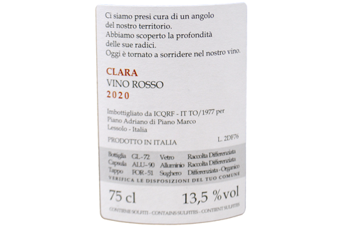 PIEMONTE VINO ROSSO "CLARA" 2020 - DECIMO FILARE