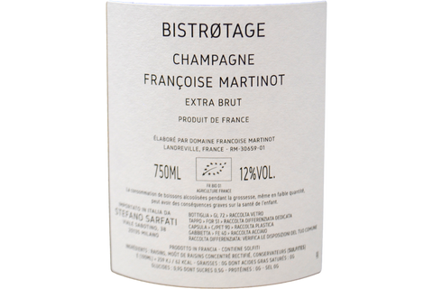 CHAMPAGNE BLANC DE NOIRS EXTRA BRUT "BISTROTAGE B.20" - CHARLES DUFOUR POUR FRANCOISE MARTINOT