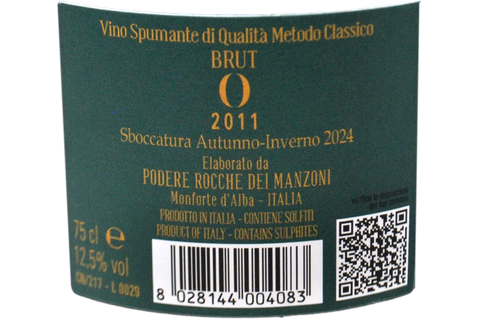 SPUMANTE METODO CLASSICO BRUT “VALENTINO ZERO" 2011 - ROCCHE DEI MANZONI